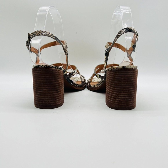 Madewell Womens 7.5 Gray Leather Snake Print Block Heel Strappy Shoes EUC - Picture 7 of 12